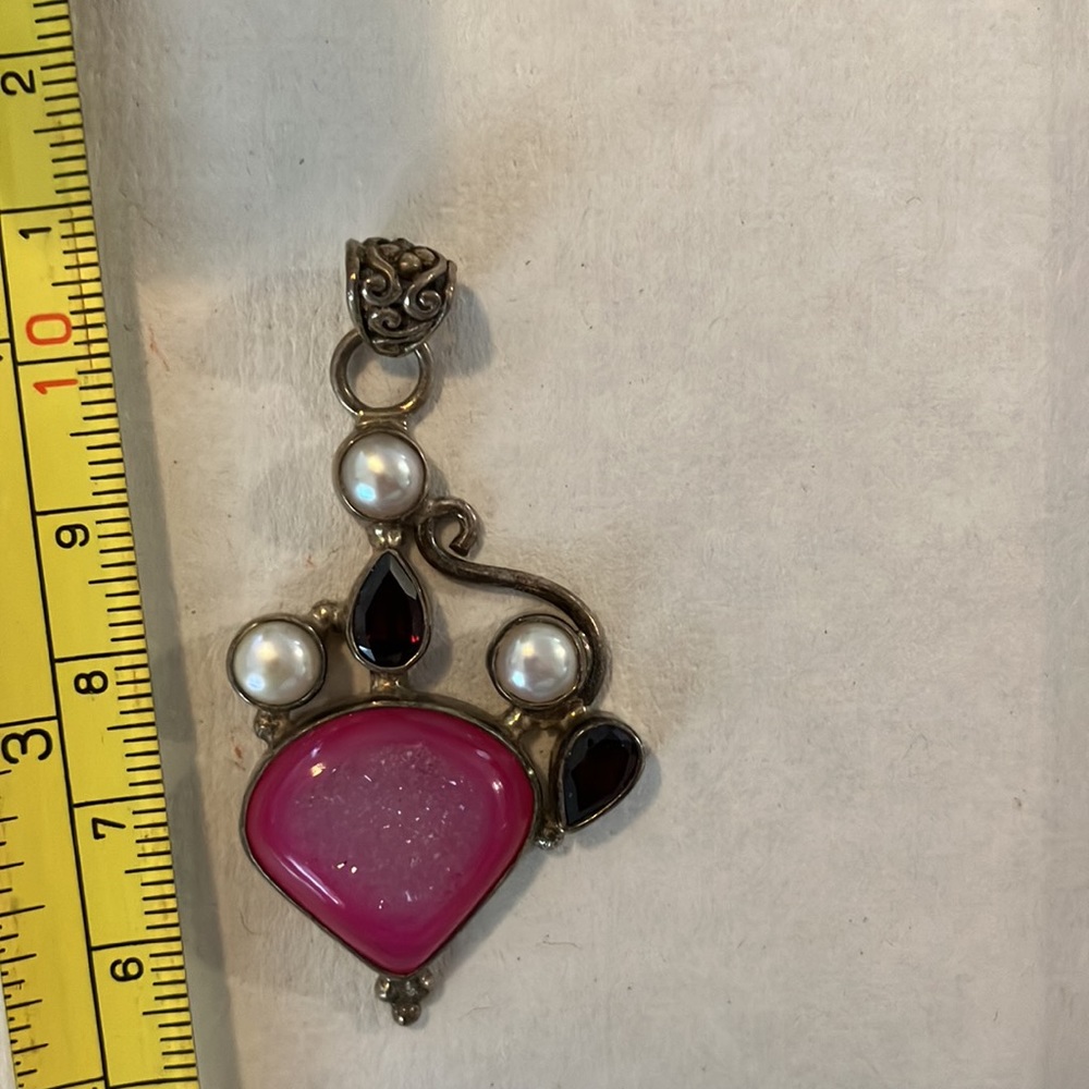 Ladies beautiful sterling silver pendant with gemstone marked 925 - Picture 2 of 3